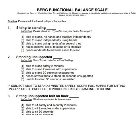 Pdf Berg Balance Test Pdf Panot Book