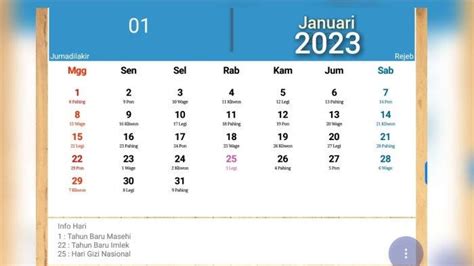 Kalender Jawa Terbaru Jumat Pon 27 Januari 2023 Terbaru Penanggalan