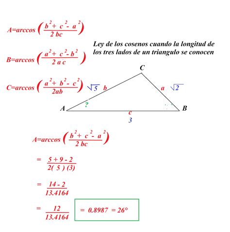 Matematicas Faciles Y Sencillas Ley De Los Cosenos Tres De Los Lados De UnTriangulo Se Conocen