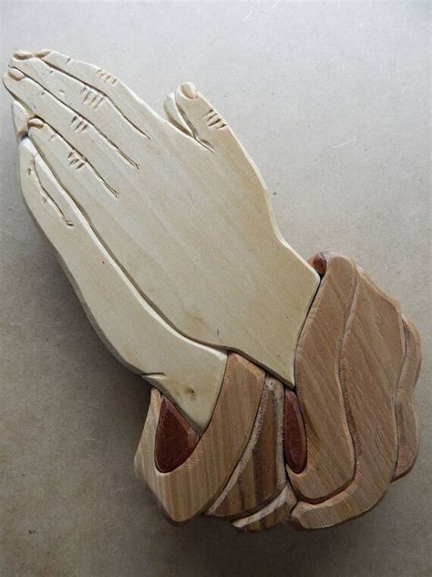 Praying Hands Wood Intarsia Wall Hanging Handcrafted Scroll Etsy