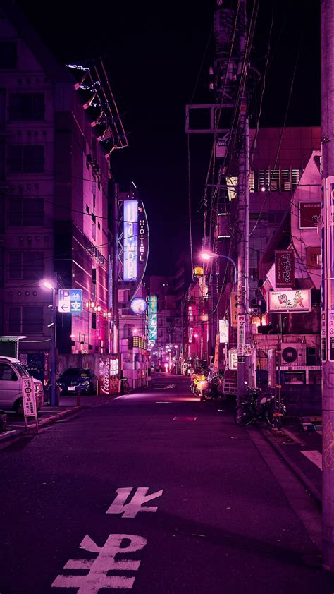 Download Wallpaper X Street Neon Night City Backlight Purple Tokyo Qhd Samsung