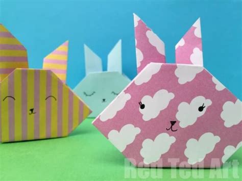 Easy Origami Bunny Red Ted Art Kids Crafts