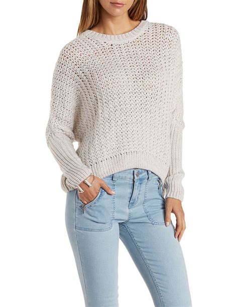 Gray Slouchy Cropped Sweater By Charlotte Russe Clothes Cropped