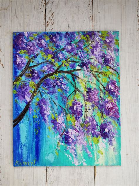 Purple Blossom Lilac Impasto Painting Blooming Tree Garden Etsy