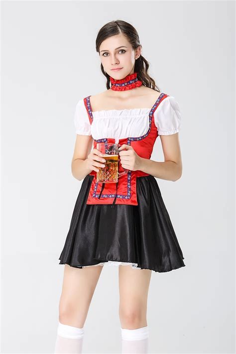 m xxl new ladies oktoberfest beer maid costume german bavarian heidi wench fancy dress costume