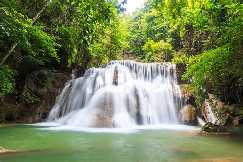 Waterfall Huay Mae Kamin Waterfall In Kanchanaburi Of Thailand