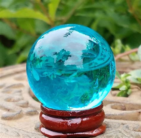 Ocean Blue Glass Crystal Ball Stand 40mm Divination Gazing Etsy