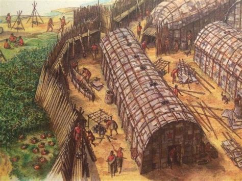 Artists Rendering Of A Typical Huron Wendat Historic Settlement