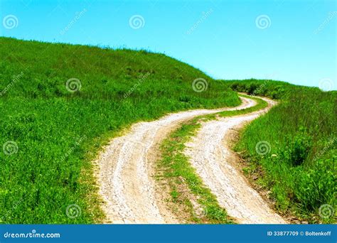 Green Grass Road And Sky Stock Image Image Of Lane 33877709