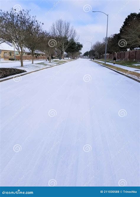 Icy Road Conditions Stock Photo Image Of Slippery Landscape 211030588