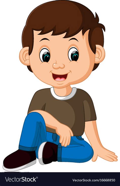 Cute Boy Sitting On Floor Royalty Free Vector Image