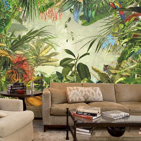 Custom Wallpaper Mural Rainforest Banana Leaf Wallcovering Bvm Home