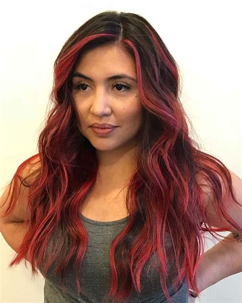 23 Ways To Rock Black Hair With Red Highlights Stayglam