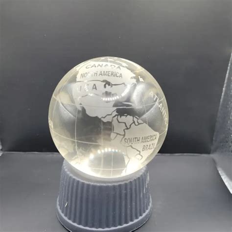 Round Earth Globe Etched World Map Crystal Glass Clear Paperweight No Stand 18 00 Picclick