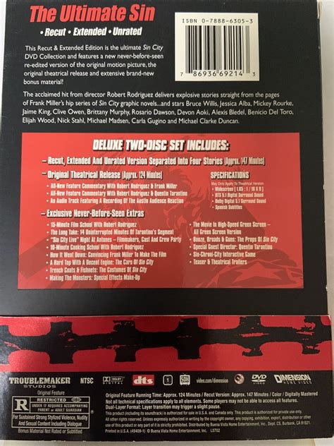 Sin City Dvd 2005 Special Edition Recut And Extended 786936692143