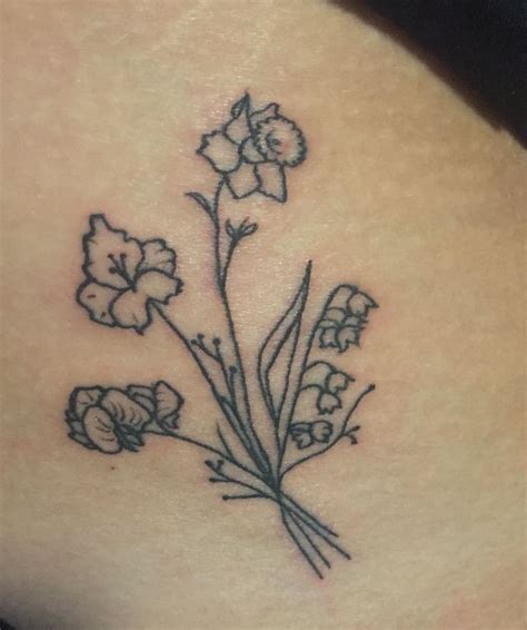 Sibling Birth Flowers Tattoo Narcissusdaffodil Lily Of The Valley