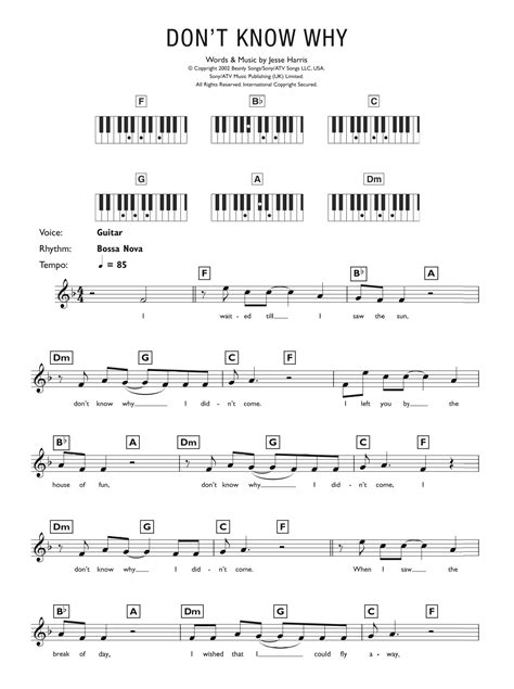 Norah Jones Dont Know Why At Stantons Sheet Music