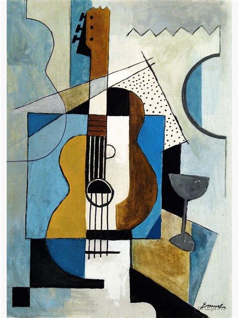 Guitar Cubist Art Painting Music Gift Canvas Print For Sale By