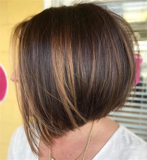 Dark Brown Hair With Caramel Highlights And Short Layered Cut