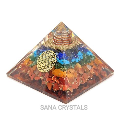 Resincopper Andchakra Stone Seven Chakra Orgone Pyramid With Crystal