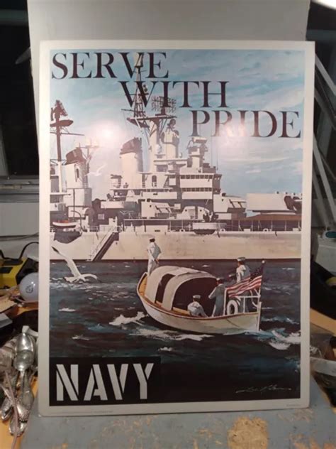 Vintage Original 1975 Serve With Pride Us Navy Recruiting Poster 19