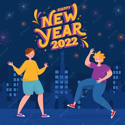 premium vector hand drawn flat new year illustration with people celebrating