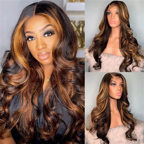 Highlight Body Wave Wig 13×4 Lace Front Wig Colored Human Hair Wigs Recool Hair