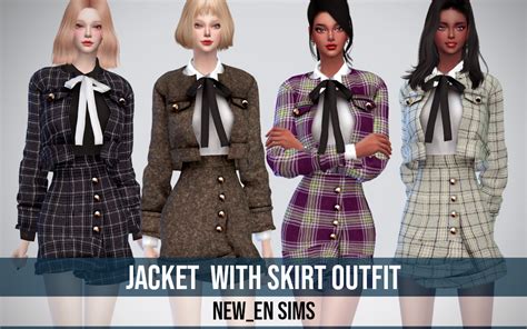Newen Sims4 Jacket With Skirtoutfit Dress Newen092