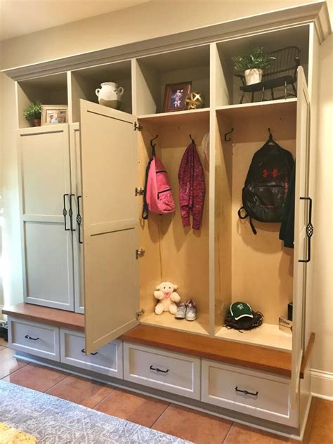 No matter what size you're working with. Mudroom Cabinet Reveal | Mudroom cabinets, Lockers ...