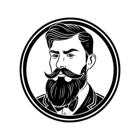 Premium Vector Man Beard Wearing Suit Vintage Logo Line Art Concept