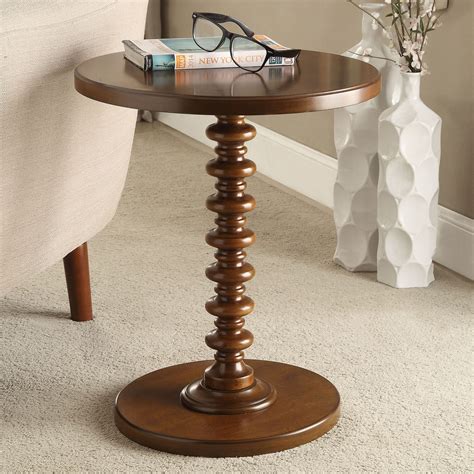 Zqqdsb 17 Wide Walnut Round Pedestal Wood Side Table