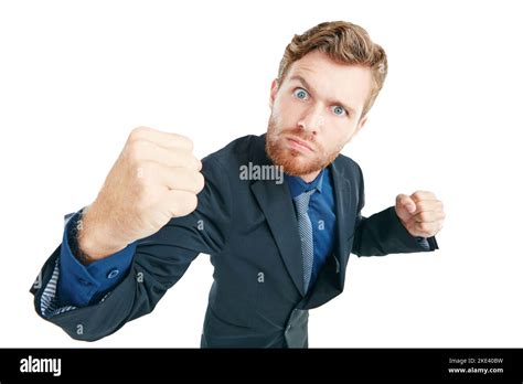 Bring It On Studio Portrait Of An Angry Young Businessman With His