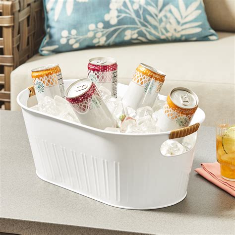 Better Homes And Gardens White Galvanized Small Oval Tub Ice Bucket