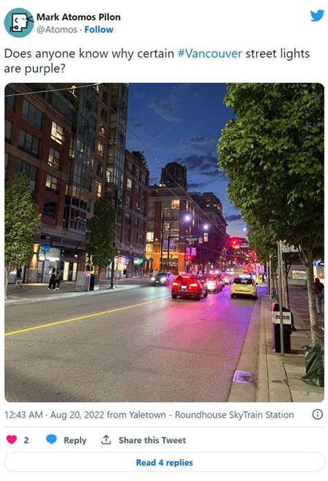 The Led Streetlights In Vancouver Are Turning Purple