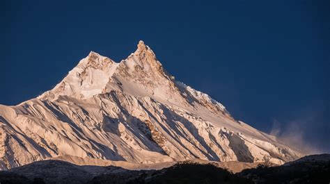 Manaslu Peaks At Sunrise Around Manaslu Trek Nepal Himalayas