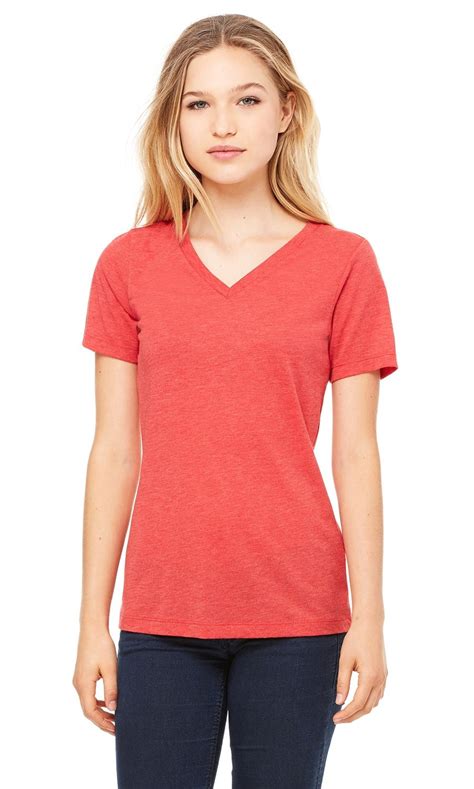 Bellacanvas The Bella Canvas Ladies Relaxed Jersey Short Sleeve V Neck T Shirt Red