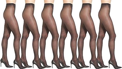 6 pack of excell ultra sheer pantyhose plus size black nylon queen