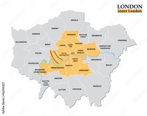 Administrative And Political Map Of Inner London Statistical