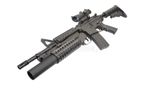 An M4a1 Carbine Equipped With An M203 Grenade Launcher Stock Image