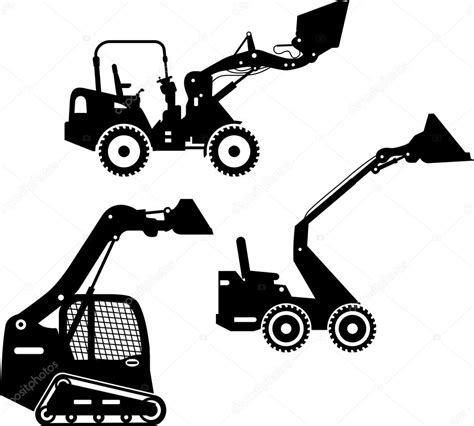 Skid Steer Loaders Heavy Construction Machines Vector Illustration