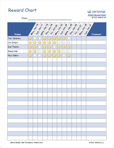 Print A Classroom Behavior Reward Chart Using This Template For Excel