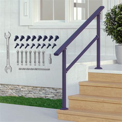 4 Steps Outdoor Hand Rails For Steps Black Wrought Iron Handrail Kit