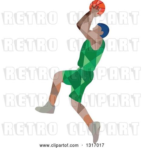 Vector Clip Art Of Retro Low Poly Geometric Male Basketball Player