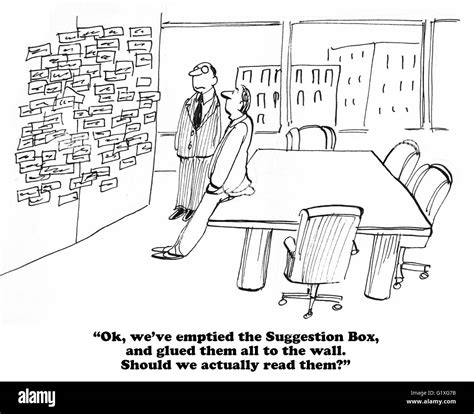 Business Cartoon About Actually Reading The Suggestions From The