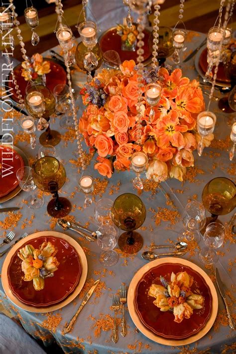 Coral And Blue Turquoise Wedding Orange Wedding Table Linen Rentals