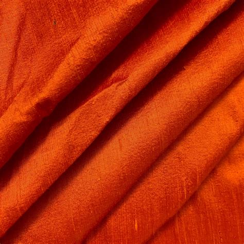 Dark Orange Pure Silk Fabric Raw Silk Fabric Indian Dupion Etsy