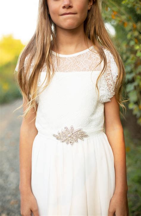 White Flower Girl Dress White Lace And Chiffon Flower Girl Etsy