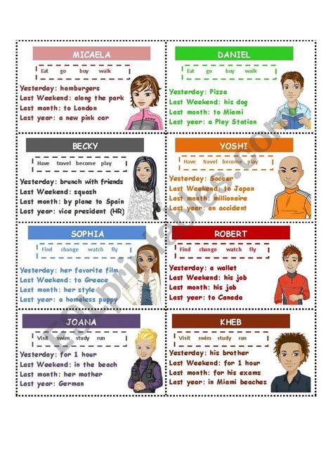 Past Simple Find Someone Who Role Cards Esl Worksheet By Cris03glu