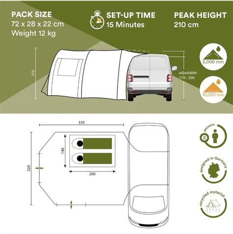 Skandika Camper 2 Person Man Mini Van Awning Camping Tent Bus Canopy