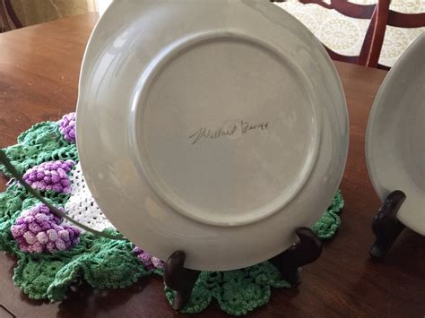 Sale Willard George Signed 8 Bread And Butter Plates Leaf Design Etsy